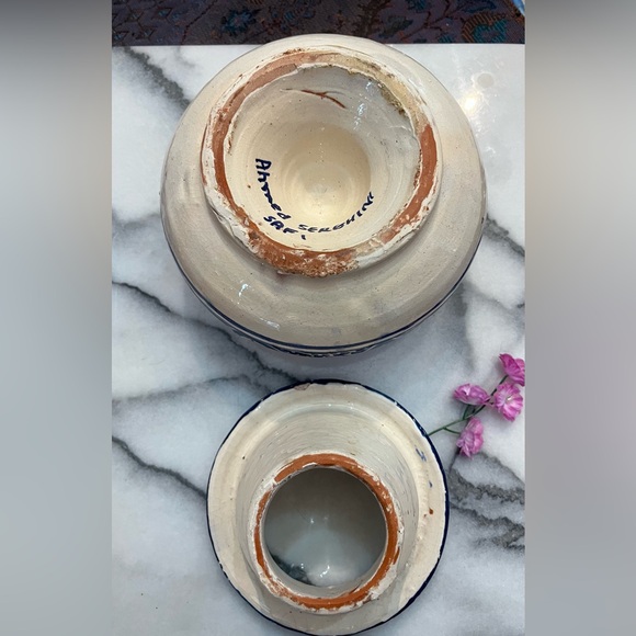 Moroccan Handmade Ceramic Ashtray Smokeless Cigar Exquisite 2-piece Design - Picture 12 of 13